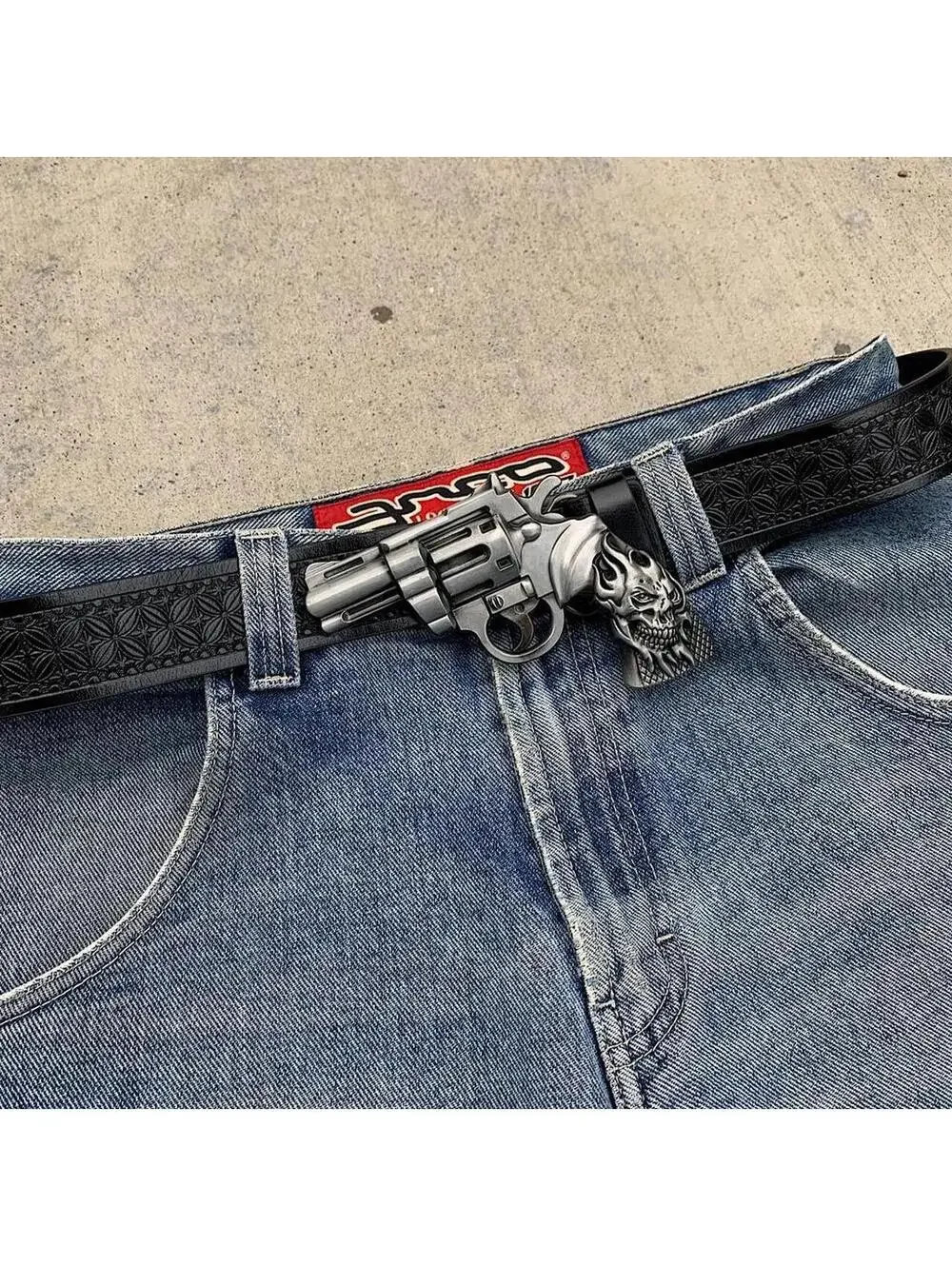 Grunge Punk Gun Skeleton Y2K 2000s style belt. 47 inches length
